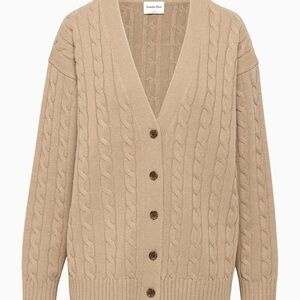Aritzia Sunday Best Cable Knit Cardigan Sweater - Tan - Small
